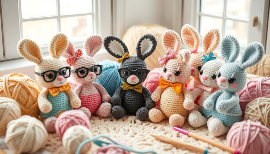 Customized crochet bunnies